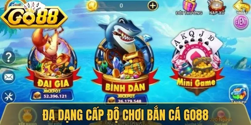 Bắn Cá Go88 - Không Gian Săn Thưởng Đại Dương Bất Tận 2 Đa dạng cấp độ chơi bắn cá Go88